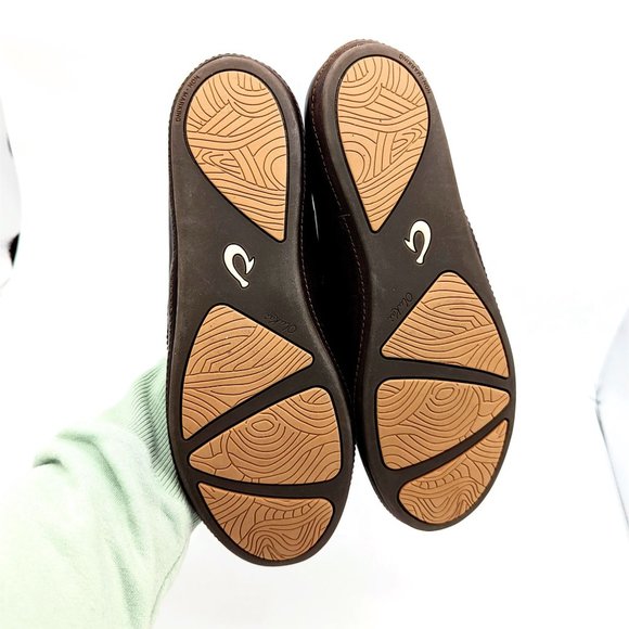 Olukai Alahula Women's 9 (39) Brown Leather Ballet Flats Comfort Shoes Slip On - Picture 3 of 6